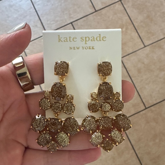 Kate Spade Glittering Gold Earrings - NEW - Picture 1 of 3